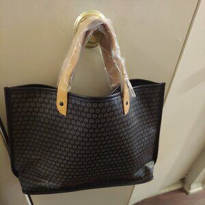 BLACK MONOGRAM TOTE & MATCHING POUCH